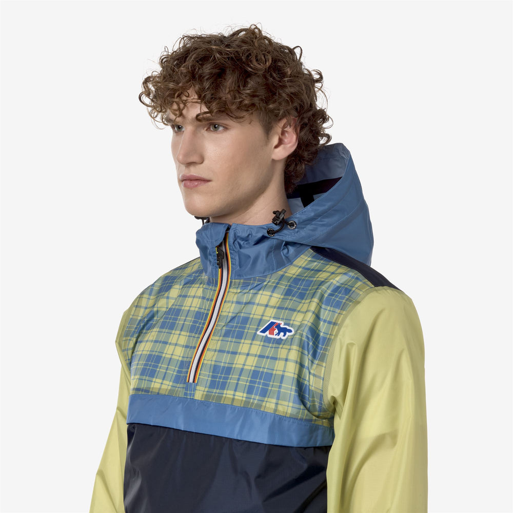 Blue Check Unisex Packable Weather Jacket with Tartan Print 02