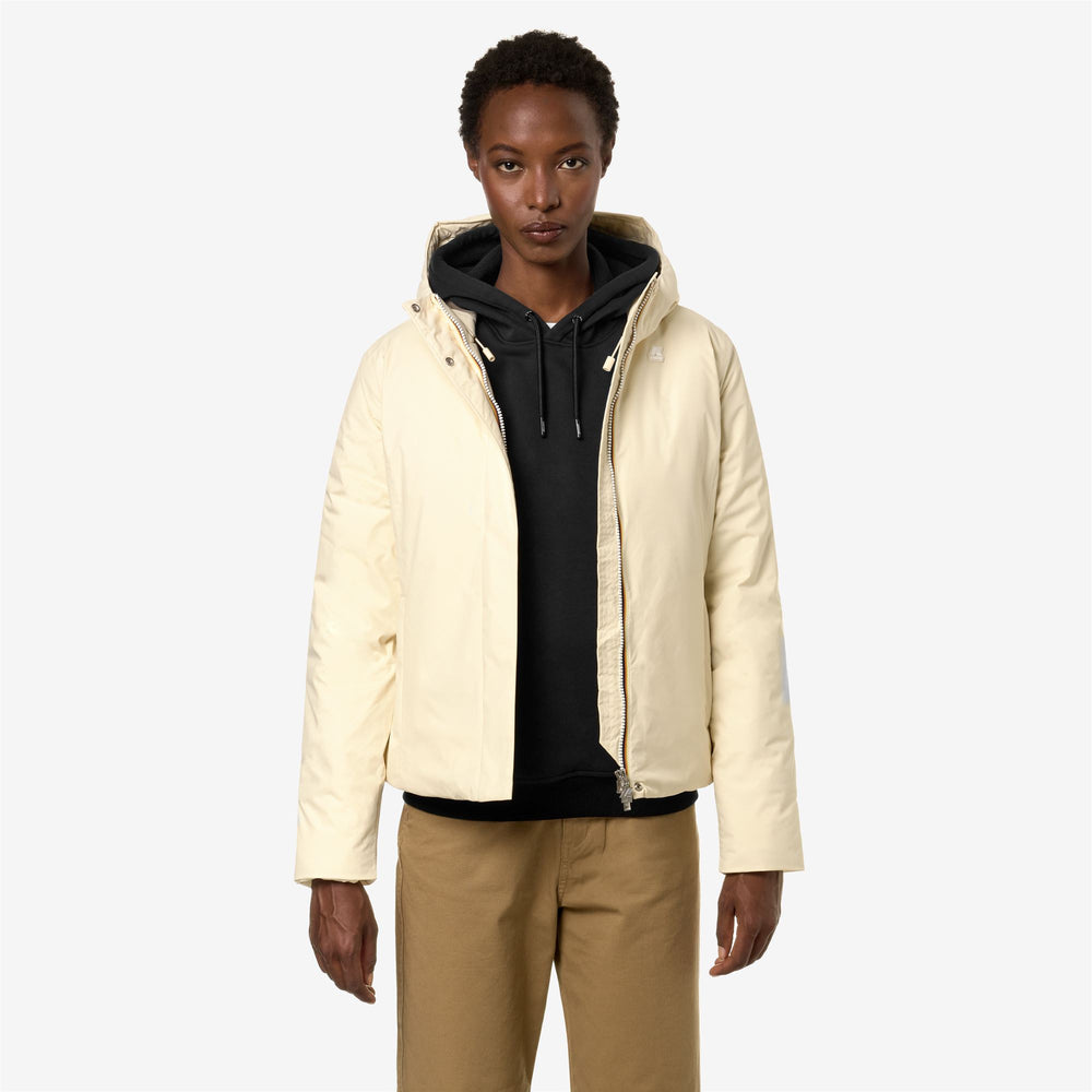 Beige Yellow Women's Warm Short Jacket with Lightweight Insulation 02