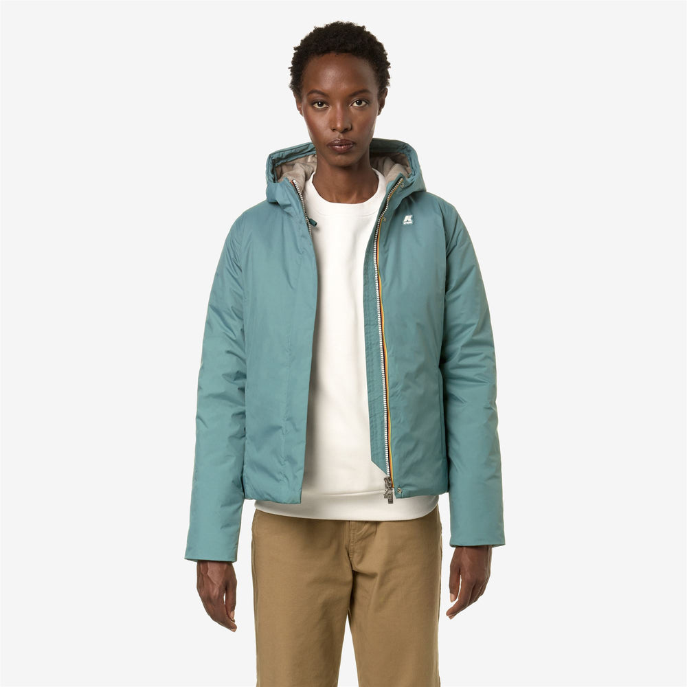 Blue-grey Women's Warm Short Jacket with Lightweight Insulation 02