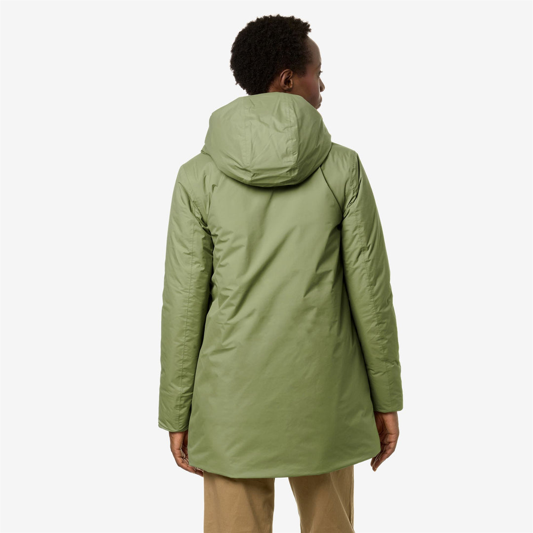 Jackets Woman SOPHIE  MICRO RIPSTOP PRIME MARMOTTA Mid GREEN S-GREY Dressed Front Double		
