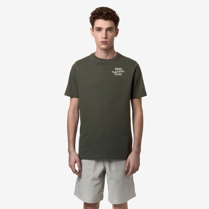 T-ShirtsTop Unisex ODOM LOGO LF T-Shirt GREEN BLACKISH Dressed Back (jpg Rgb)		