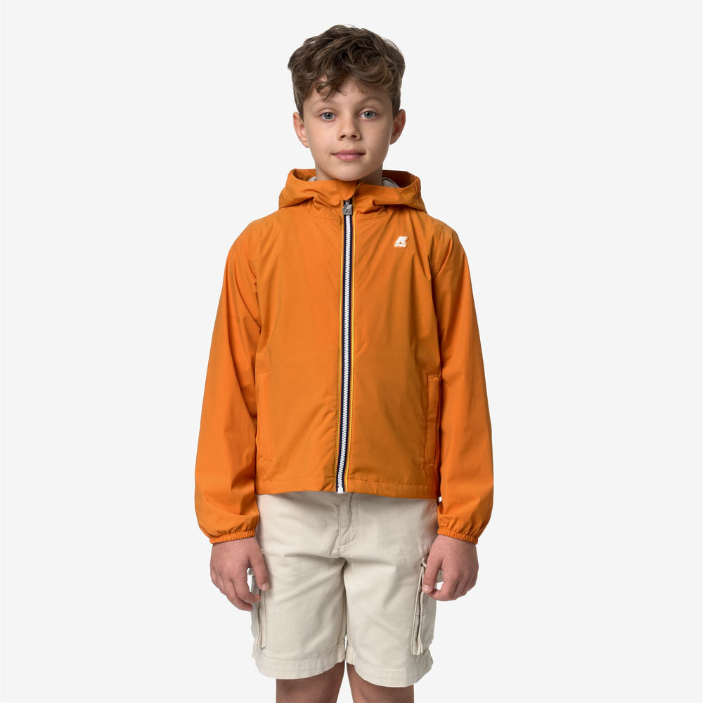 Orange Boy's Stretch Nylon Waterproof Jacket with Zip Pockets 02