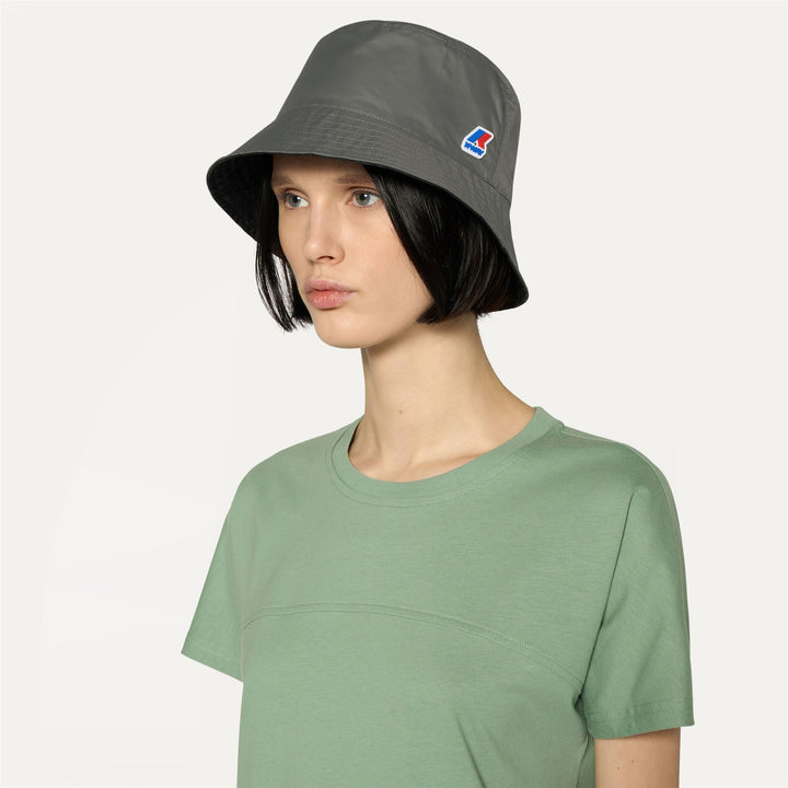 Headwear Unisex PASCALLE PLUS DOUBLE Hat GREEN BLACKISH  - BLACK PURE Dressed Back (jpg Rgb)		