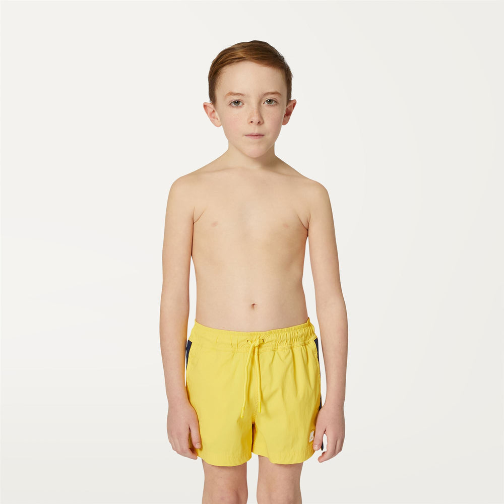 Sunstruck Yellow Boy's Quick-Dry Swimming Trunks with Pockets 02