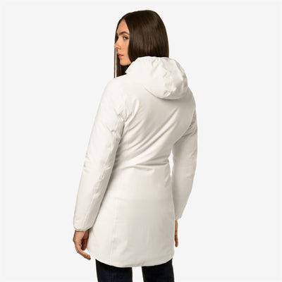 Jackets Woman DENISE WARM DOUBLE Mid WHITE G-BEIGE T Dressed Front Double		