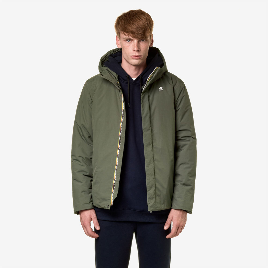 Chaqueta corta impermeable verde gris para hombre con aislamiento ligero main