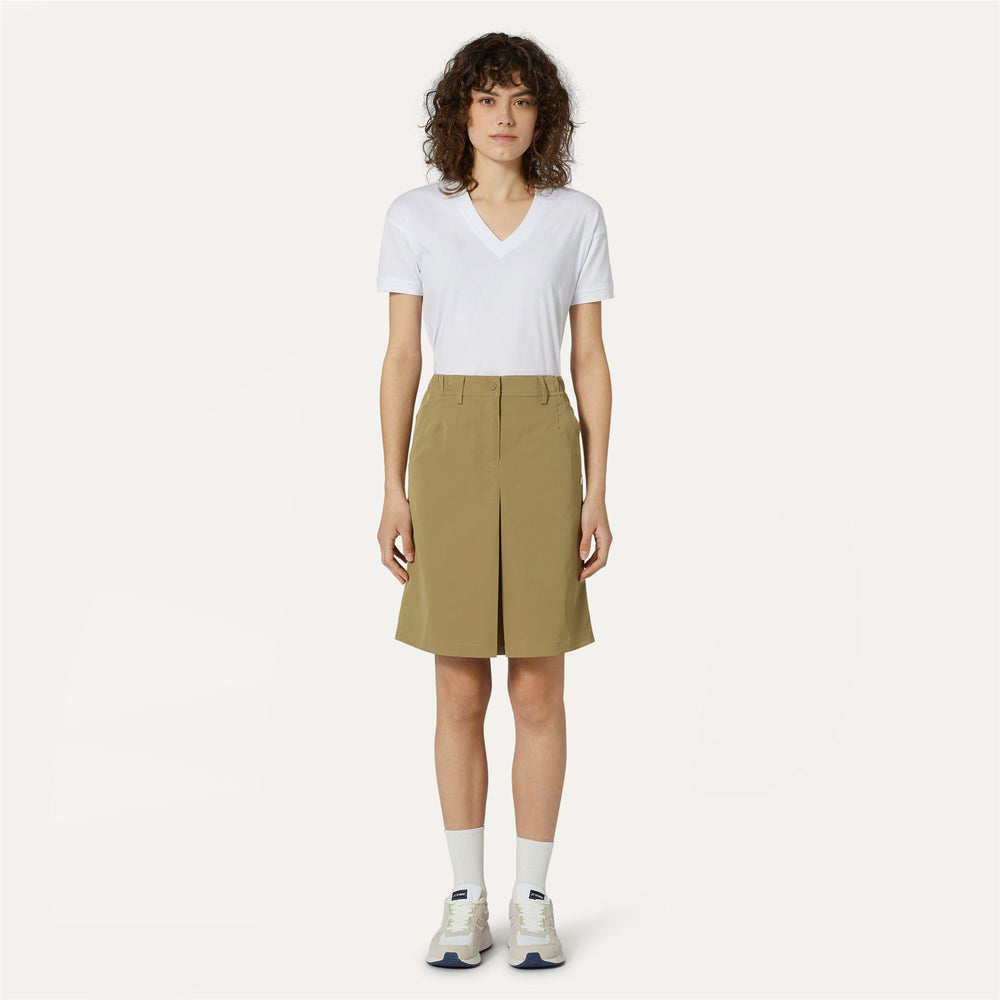 Beige Brown Women's High-Waisted Short Skirt for City Wear 02