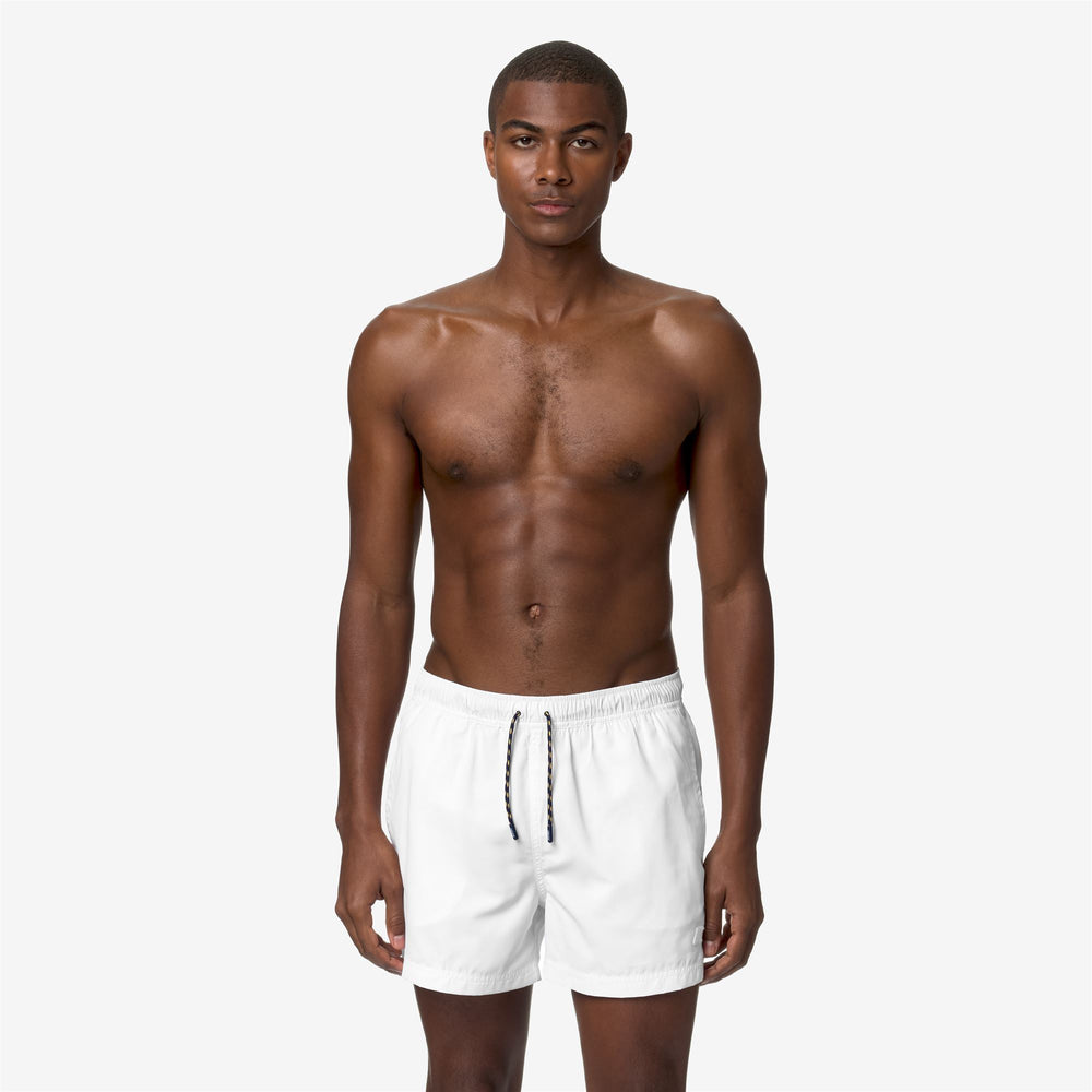 Bañador rápido de secado gris y blanco para hombre con cintura elástica 02