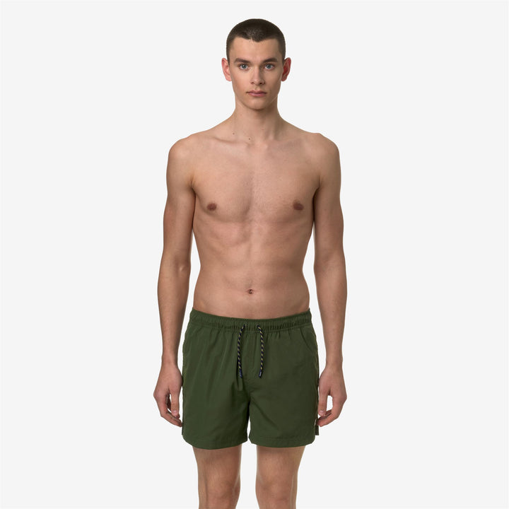 Bathing Suits Man HAZEL Swimming Trunk GREEN CYPRESS Dressed Back (jpg Rgb)		