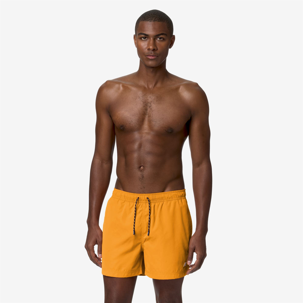 Orange Men's Quick-Dry Swimming Trunks with Inner Mesh Briefs 02