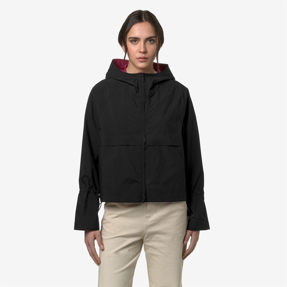 Black Red Women's Waterproof Short Jacket for City Wear 02