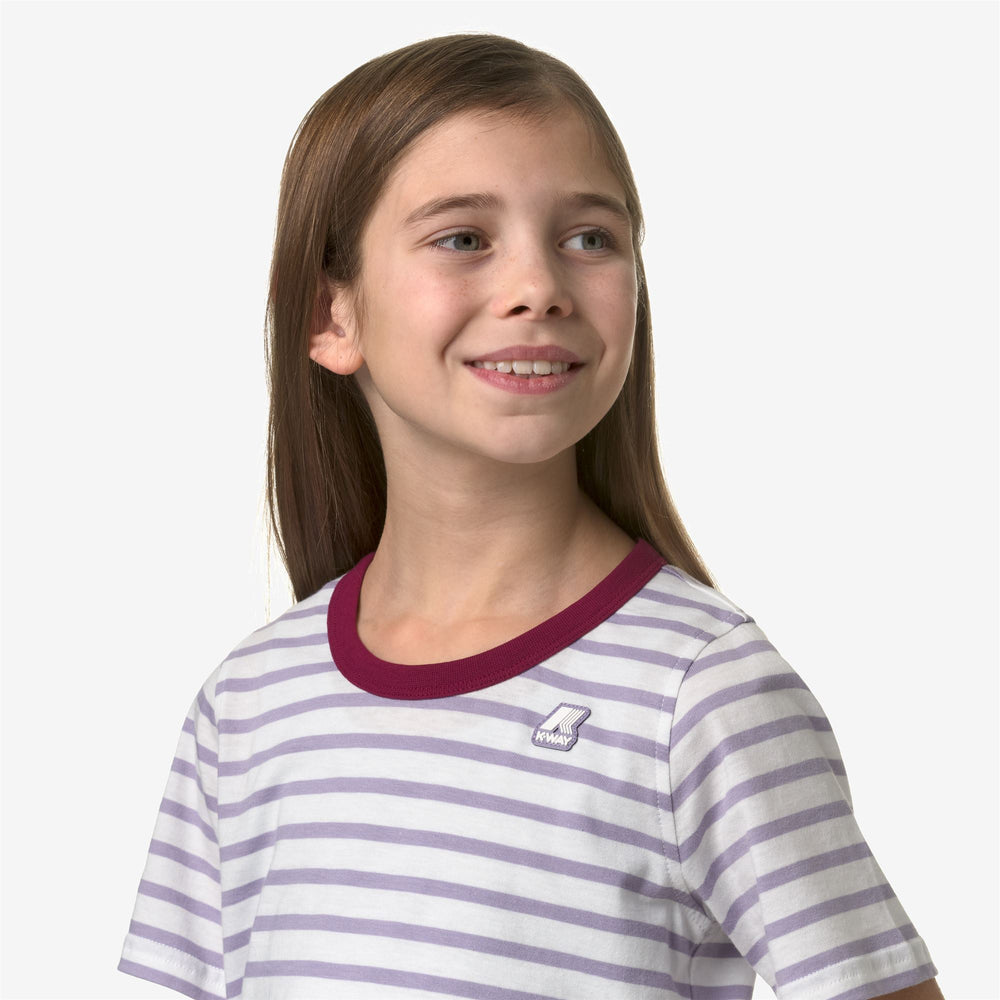 T-ShirtsTop Girl P. EMELI STRIPES T-Shirt WHITE - VIOLET GLICINE - RED DK Detail Double				