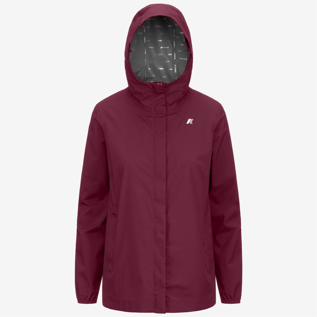 Giacca Impermeabile Donna Rosso Scuro a Mezza Lunghezza con Tessuto Elasticizzato 01