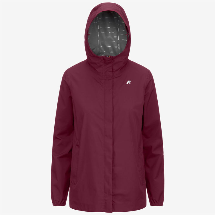 Dark Red Women's Mid-Length Waterproof Jacket with Stretch Fabric 1