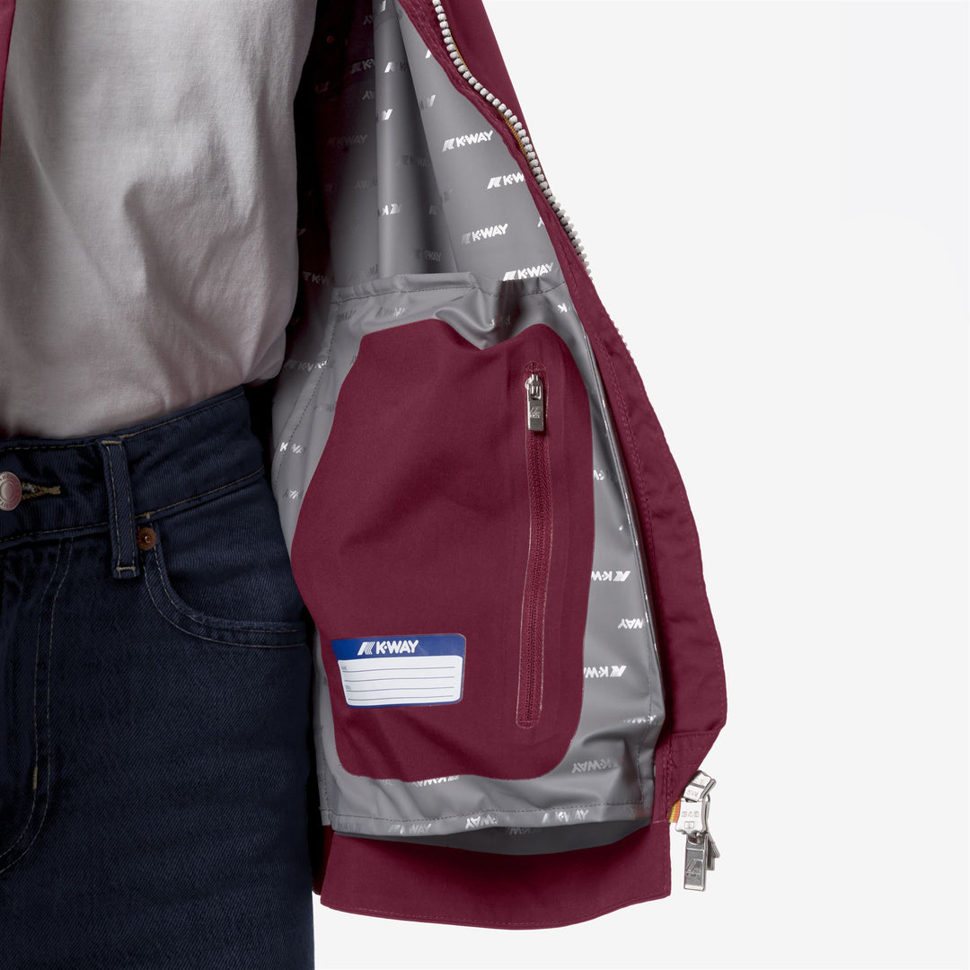 Dark Red Women's Mid-Length Waterproof Jacket with Stretch Fabric main