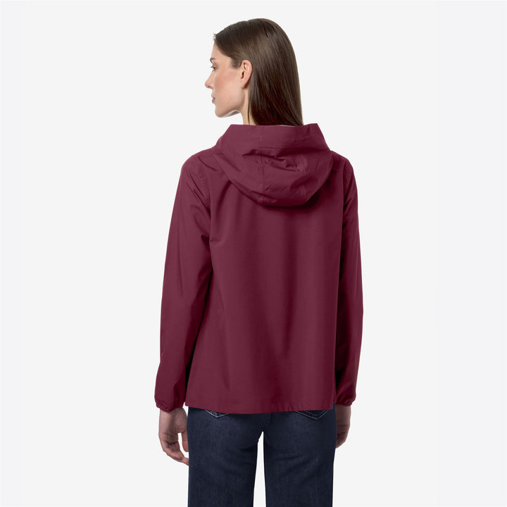 Dark Red Women's Mid-Length Waterproof Jacket with Stretch Fabric 5