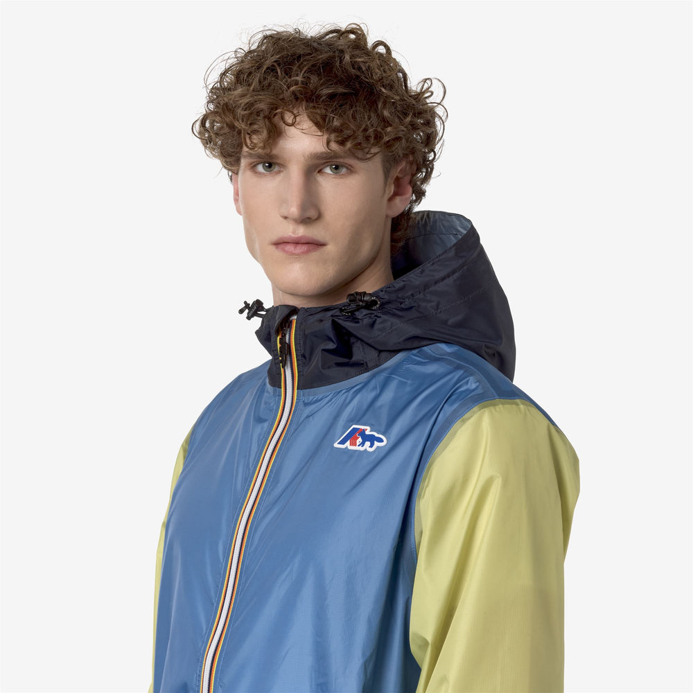 Blue Color Block Unisex Packable Waterproof Jacket 02