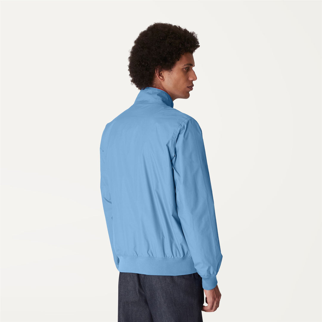 Jackets Man ARSENE PLUS.2 DOUBLE Short BLUE SMOKED - ORANGE Dressed Front Double		