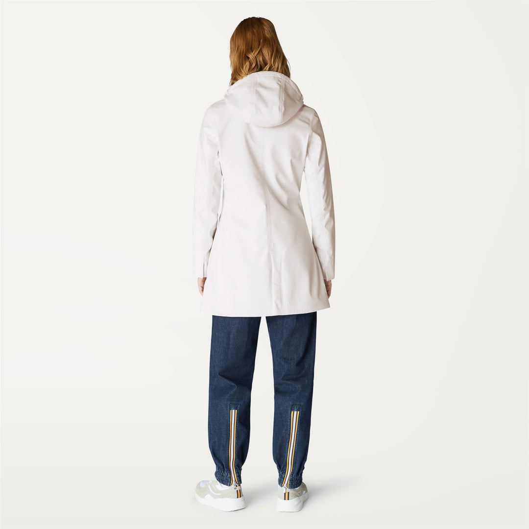 Jackets Woman MATHY BONDED 3/4 Length WHITE - BLUE DEPTH Dressed Front Double		