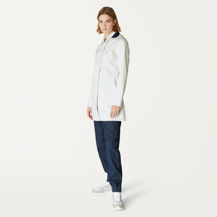 Jackets Woman MATHY BONDED 3/4 Length WHITE - BLUE DEPTH Detail (jpg Rgb)			