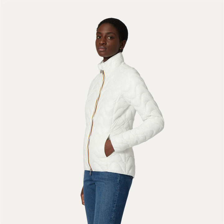 Grey White Women's Quilted Short Jacket for City Wear 4