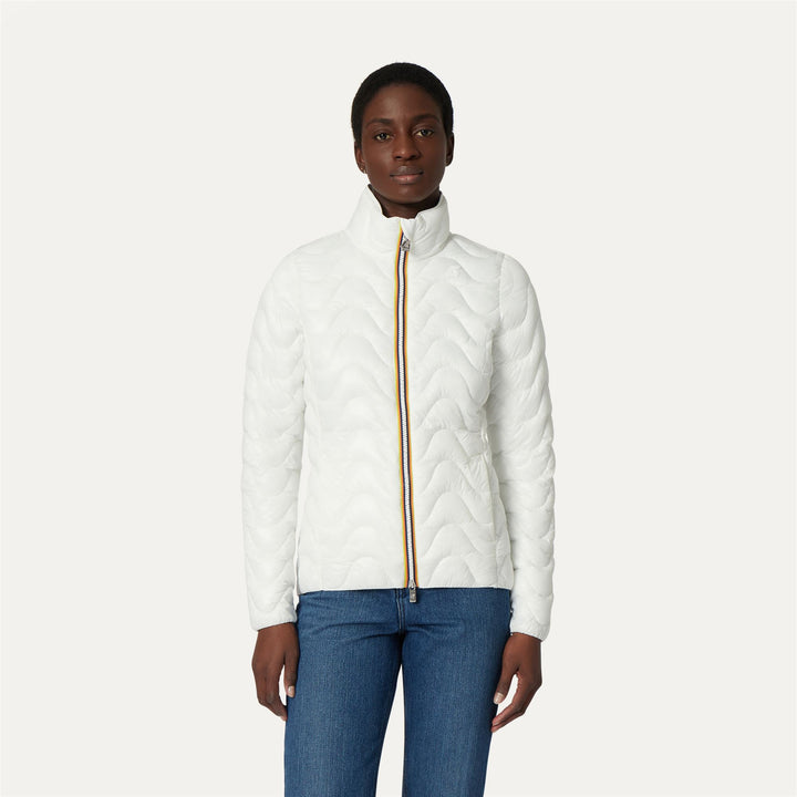 Grey White Women's Quilted Short Jacket for City Wear 3