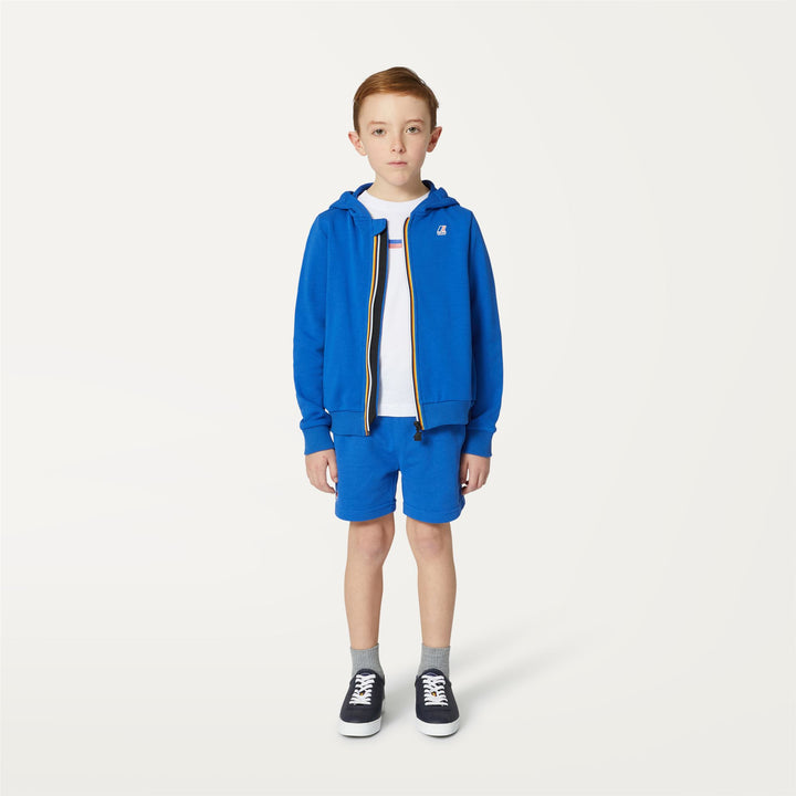 Fleece Kid unisex P. LE VRAI ARNEL POLY COTTON Jacket BLUE ROYAL MARINE Dressed Back (jpg Rgb)		