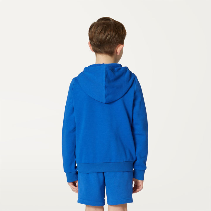 Fleece Kid unisex P. LE VRAI ARNEL POLY COTTON Jacket BLUE ROYAL MARINE Dressed Front Double		