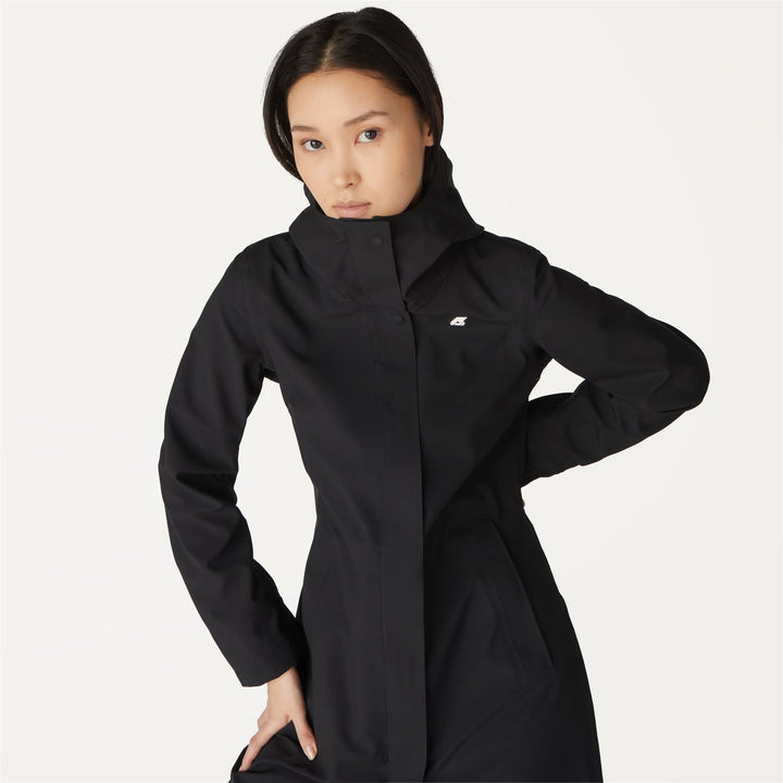 Jackets Woman STEPHY BONDED JERSEY 3/4 Length BLACK PURE | kway Detail Double				
