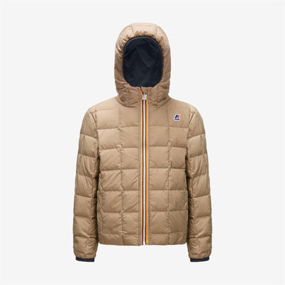 Jackets Boy P. JACQUES THERMO PLUS.2 REVERSIBLE Short BLUE DEPTH - BEIGE TAUPE | kway Dressed Front (jpg Rgb)	