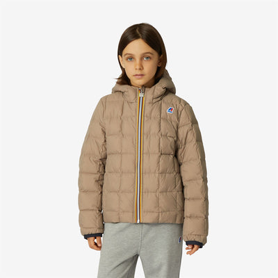 Jackets Boy P. JACQUES THERMO PLUS.2 REVERSIBLE Short BLUE DEPTH - BEIGE TAUPE | kway Detail Double				