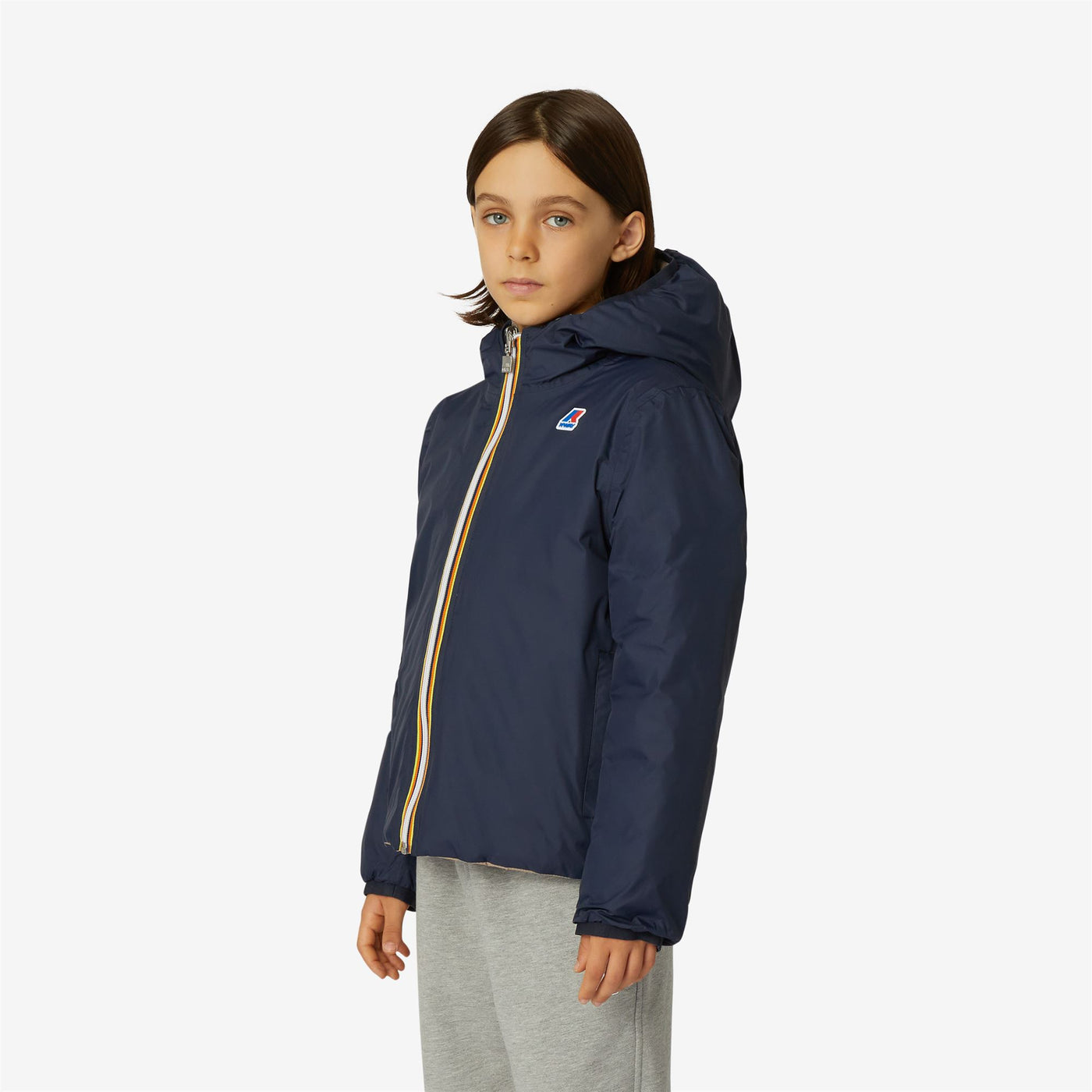 Jackets Boy P. JACQUES THERMO PLUS.2 REVERSIBLE Short BLUE DEPTH - BEIGE TAUPE | kway Detail (jpg Rgb)			