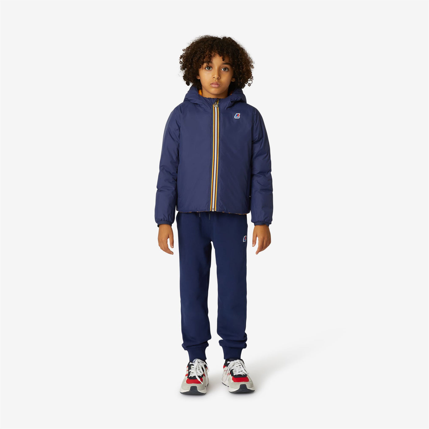 Jackets Boy P. JACQUES THERMO PLUS.2 REVERSIBLE Short BLUE MEDIEVAL - YELLOW RASPBERRY Dressed Back (jpg Rgb)		