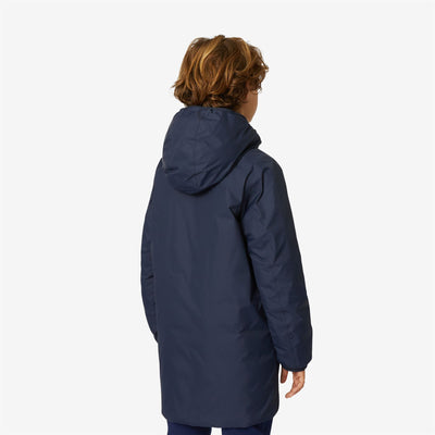 Jackets Boy P. JACOB THERMO PLUS.2 DOUBLE 3/4 Length BLUE DEPTH - BLUE MEDIEVAL Dressed Front Double		