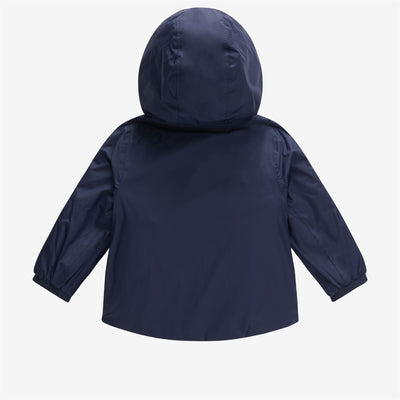 Jackets Kid unisex E. JACQUES THERMO PLUS.2 DOUBLE Short BLUE DEPTH - RED JASPER Dressed Front (jpg Rgb)	