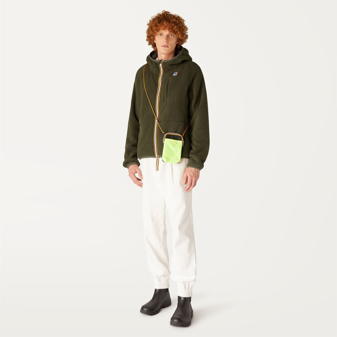 Fleece Unisex BEAU ST FUR BONDED Jacket GREEN BLACKISH- GREY SMK Dressed Back (jpg Rgb)		