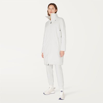Jackets Woman JOLIE WARM PAPER SATIN 3/4 Length WHITE Dressed Back (jpg Rgb)		