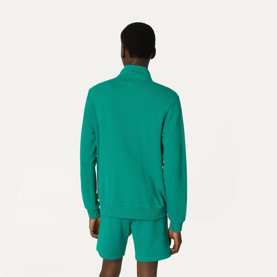 Fleece Unisex LE VRAI AUGUR POLY COTTON Jacket GREEN Dressed Front Double		