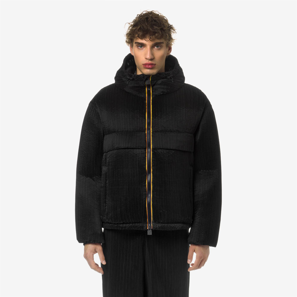 Grey Black Men's Pleated Heavy Jacket with Recycled Down Insulation 02