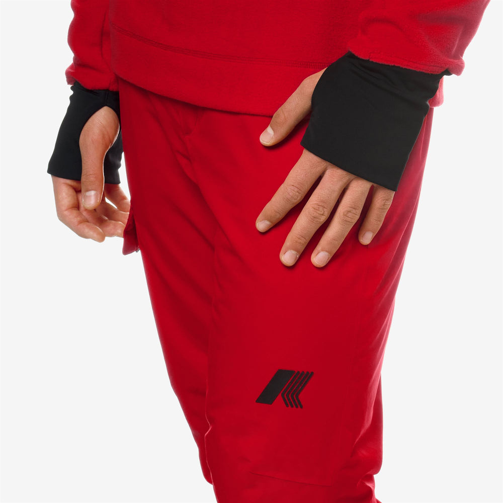 Red Men's Polar Fleece Ski Pullover with Thumbholes 02