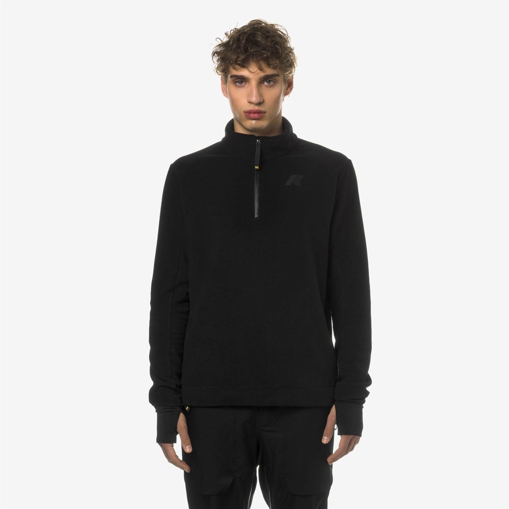 Black Grey Men's Polar Fleece Ski Pullover with Thumbholes 02