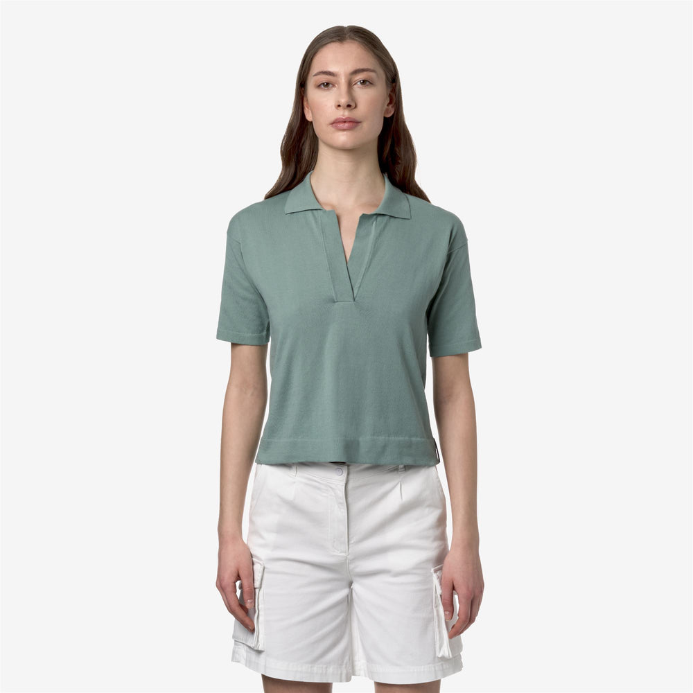 Mold Green Women's Classic Knit Polo Shirt for City Wear 02