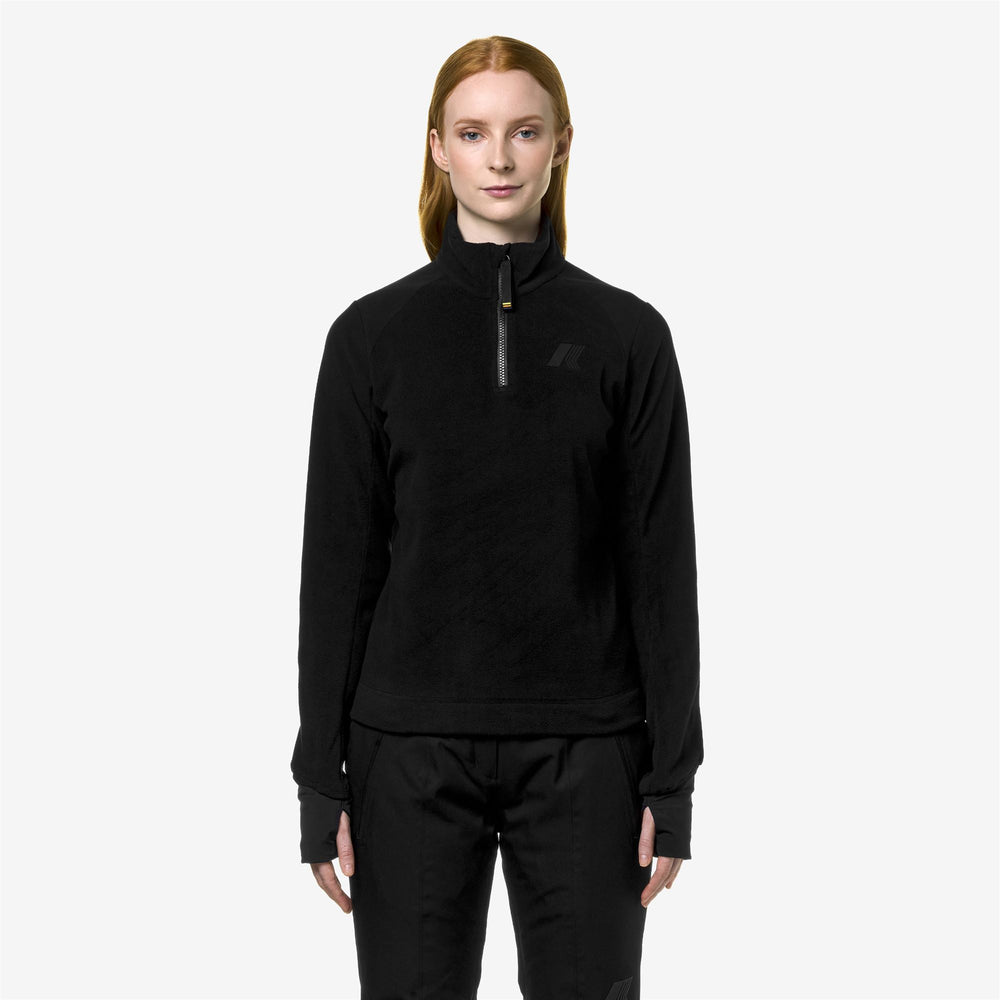 Black Grey Women's Ski Fleece Pullover with Thermal Insulation 02