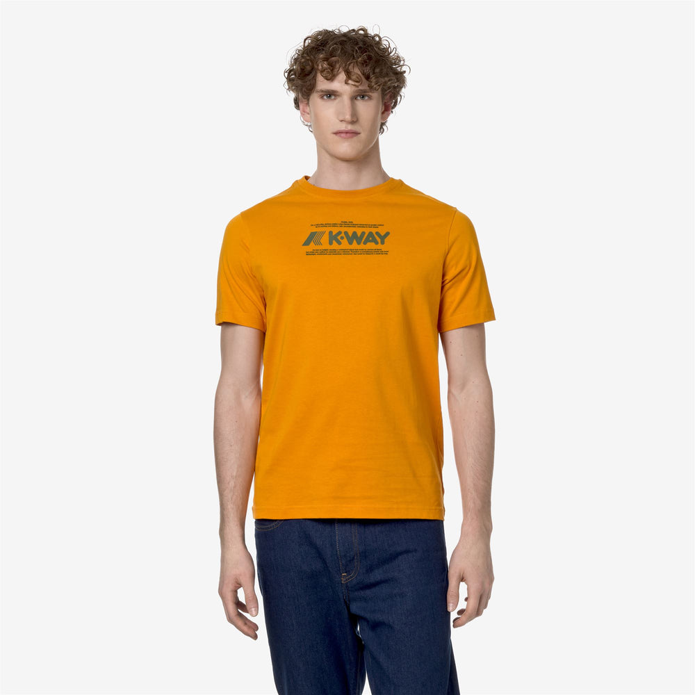 Orange Men's Casual T-Shirt with Logo Print and K-Way Detail 02