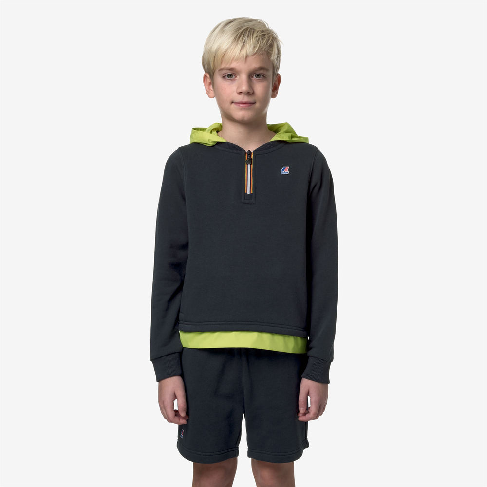 Blue Green Boy's Casual Fleece Jumper with Adjustable Hood 02