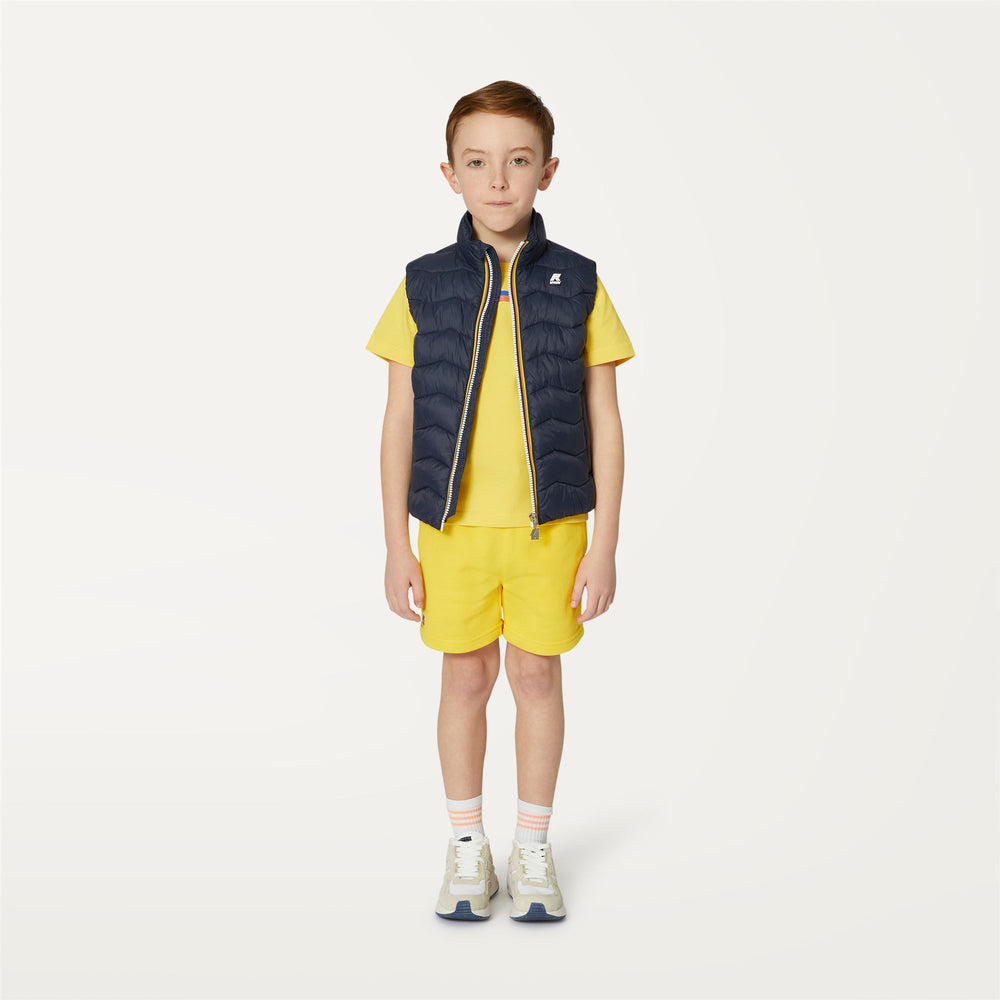Sunstruck Yellow Boys' Cotton T-Shirt with Logo and Stripes 02
