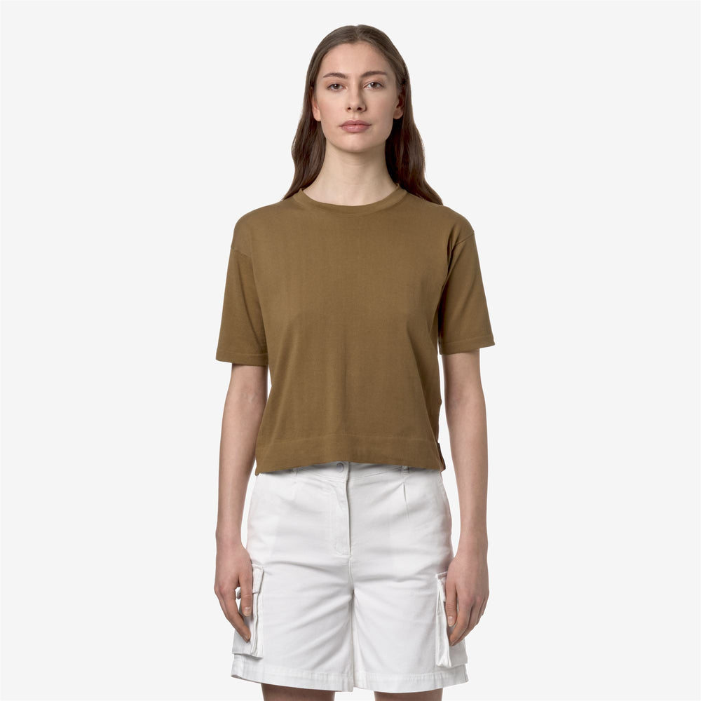 Corda Brown Women's Cropped Knit Pullover Sweater for City Wear 02