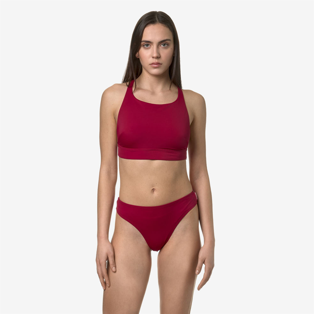 Red Women's High-Waisted Bikini with Sporty Design and Cutouts 02