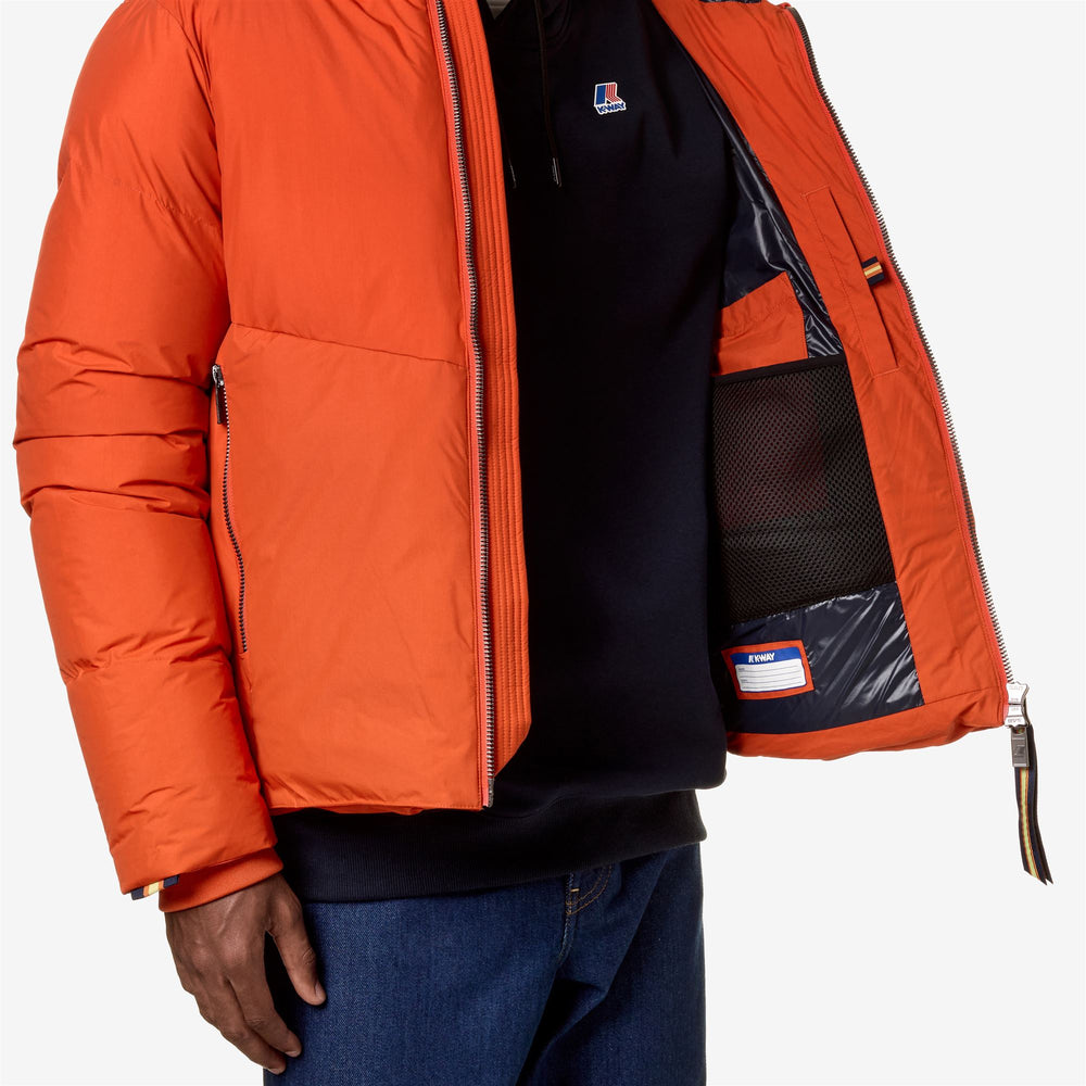 Orange Men's Short Down Jacket for City Wear 02