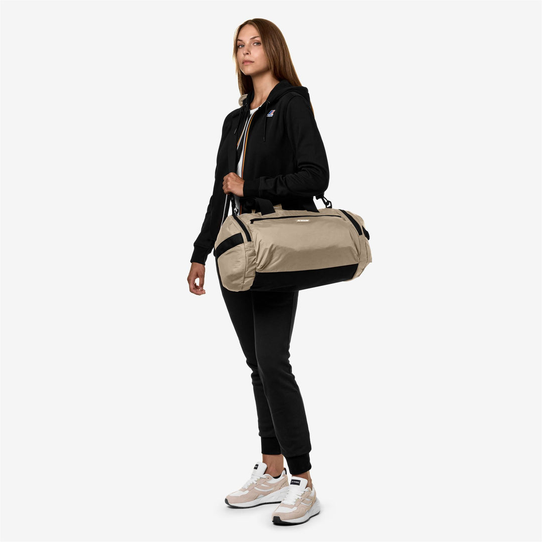 Bags Unisex MEREVILLE S Duffle BEIGE TAUPE Dressed Front Double		